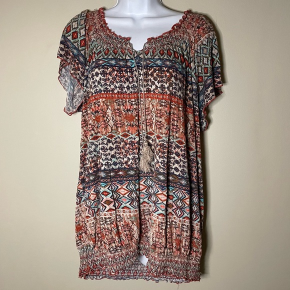 💜5 FOR $20💜 Plus Size Boho Print Blouse - Picture 1 of 6